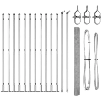 Image of vidaXL Welded Wire Fence with 13 Flanged Posts 1.4x25 m Galvanised Steel