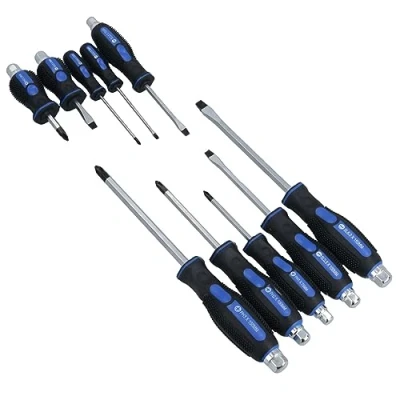 Image of 10pc Screwdriver Set Slotted Flat and Phillips Headed with Soft Grip Handles