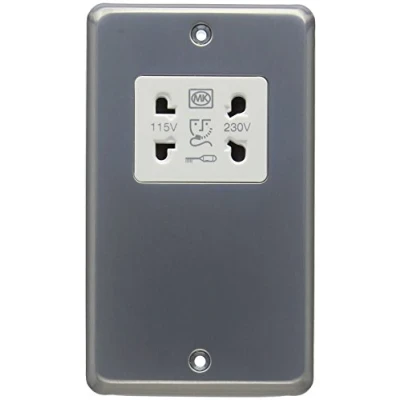 Image of MK K703BRC 115V/ 230V Dual Voltage Shaver Socket Output Brushed Chrome