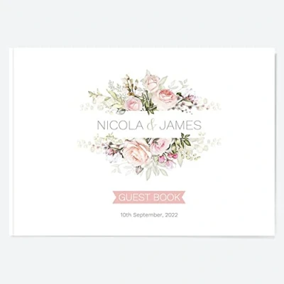 Image of Dotty about Paper Pink Roses &amp; Greenery Personalised Wedding Guest Book