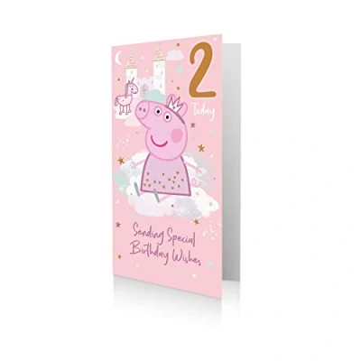 Image of Danilo Promotions Ltd Official Peppa Pig Age 2 Birthday Card, Sending Special Wishes Mutliple Colours PG066,210 x 290 mm