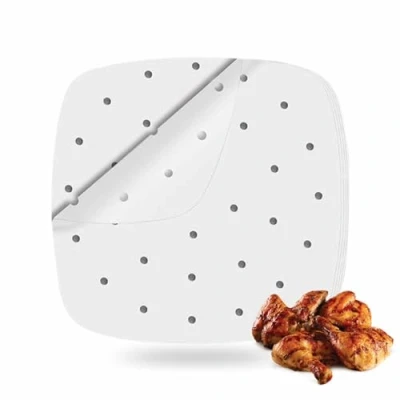 Image of Air Fryer Liners Hot Disposable Square Non Stick Airfryer Sheets for Microwave Oven Frying Pan Baking Roasting and Cooking Oil Proof Water Food Parchment Paper Greaseproof Liner Pack(50, 20CM)