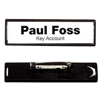 Image of Durable 813301 Clip Card Name Plate with Safety Pin 17 x 67 mm Clear Pack of 25