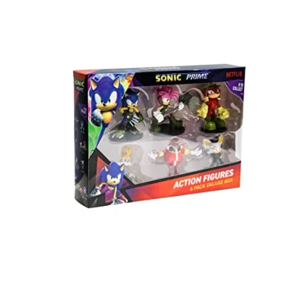 Image of BANDAI Sonic Prime Action Figures 6 Pack Set 2 7.5cm The Hedgehog Articulated Based On Netflix TV Show Toys Make Great Gaming Merchandise For Adults And Kids