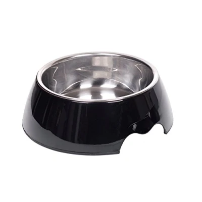 Image of Nobby Melamine/Stainless Steel Dog Bowl, 22 x 7.5 cm, Black
