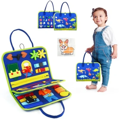 Image of OSLINE Busy Board for 1 2 3 Year Old,27 IN Montessori Toys Olds Girls Boys,Sensory Toddlers,Travel Toddlers On Plane,Kids Educational Learning 4 Old