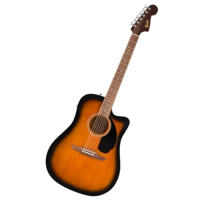Image of Fender California Debut Redondo Dreadnought with cutaway CE Acoustic Guitar, Spruce Top, Black Pickguard, 2 Colour Sunburst