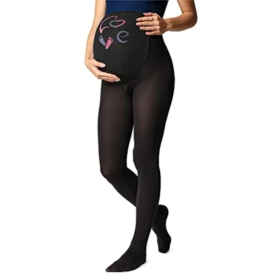 Image of BE Mammy Women&#039;s Maternity Tights 150 DEN 1122 (Black Pattern 003, S)