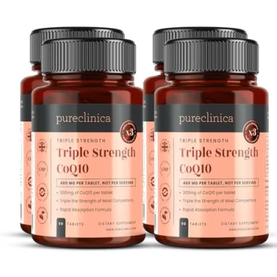 Image of CoQ10 300mg x 360 Tablets (4 Bottles of 90) 12 Months Supply. w/VIT C and Black Pepper Extract
