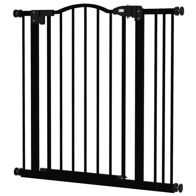 Image of PawHut Pressure Fit Dog Stair Gate No Drilling Safety Auto Close for Doorways, Hallways, 74 87cm Adjustable, 78cm Tall, Black