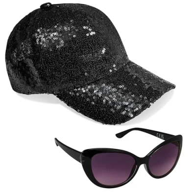 Image of CityComfort Girls Cap and Sunglasses Set, Baseball UV (Black)