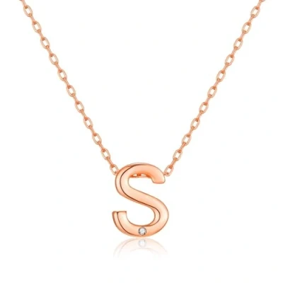 Image of Philip Jones Rose Gold Plated Initial Necklace Letter S Created with Zircondia® Crystals