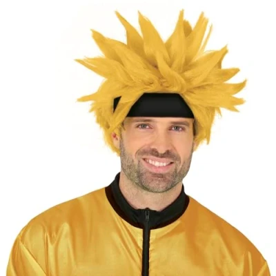 Image of FIESTAS GUIRCA Yellow Manga Wig (One Size) Ideal Fancy Dress Accessory for Anime, Video Game and Superhero Cosplay Unisex Adult Perfect Parties Carnival