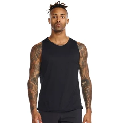 Image of 2XU Men&#039;s Aero Tank Black/Silver Reflective Small