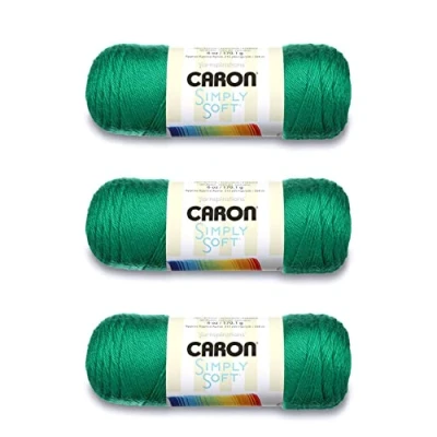 Image of Caron Simply Soft Kelly Green Yarn 3 Pack of 170g/6oz Acrylic 4 Medium (Worsted) 315 Yards Knitting/Crochet