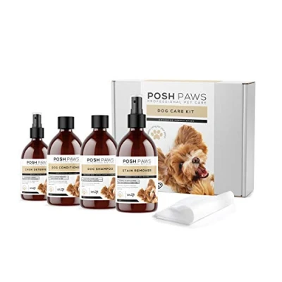 Image of Posh Paws Dog Care Kit Pack Includes Shampoo, Conditioner, Chew Deterrent, Accident Wee Cleaner and Cloth