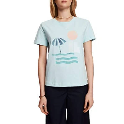Image of ESPRIT Women&#039;s 063ee1k329 T Shirt, 480/Light Turquoise, XXS