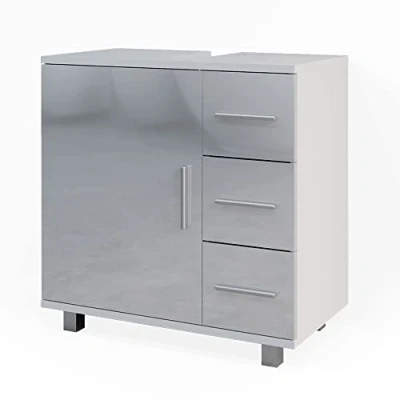 Image of Vicco Sink base cabinet Ilias, White High Gloss, 60 x 60.8 cm