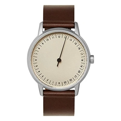 Image of slow round 06 Dark Brown Leather, Silver Case, Crème Dial
