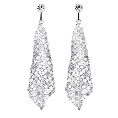 Image of Clip On Earrings Silver Plated Dangle With A Clear Stone Daya S