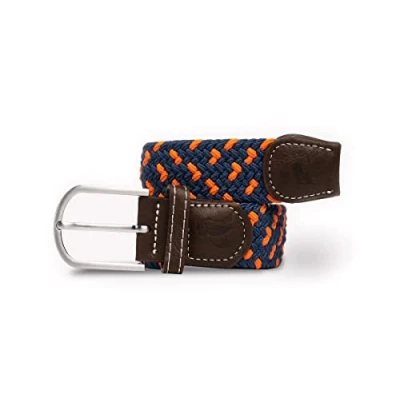 Image of Swole Panda Recycled Woven Adjustable Belt Large Navy &amp; Orange Spot