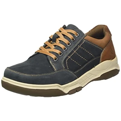 Image of Hush Puppies Finley MEMORY FOAM Shoe Mens Navy Leather Size UK 10