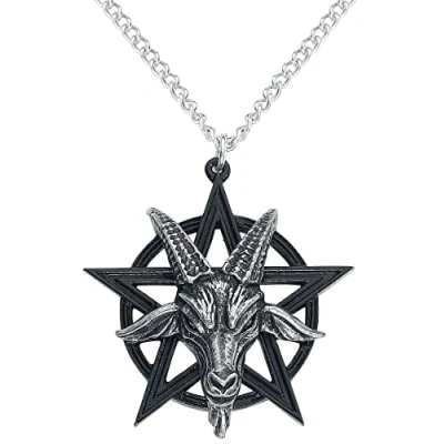 Image of Alchemy Gothic Men&#039;s Baphomet Pendant Necklace Black/Silver, One Size, Pewter