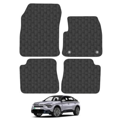 Image of Rubber Car Mats Compatible with Citroen Ec4 (2021 ) Tailored Fit Floor Set Accessory Black Custom 4 Pieces Clips Anti Slip Backing, Heavy Duty &amp; Waterproof