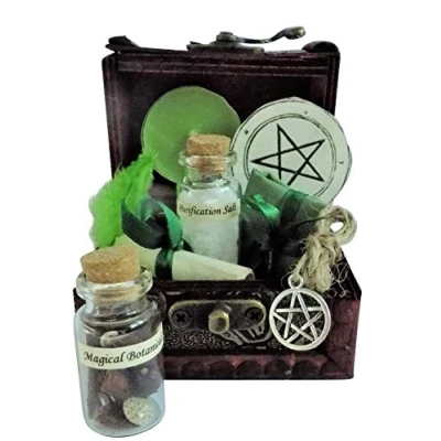 Image of Silverfish Wealth Spell Kit Chest Pagan Wicca Witch Money in a Wooden Box