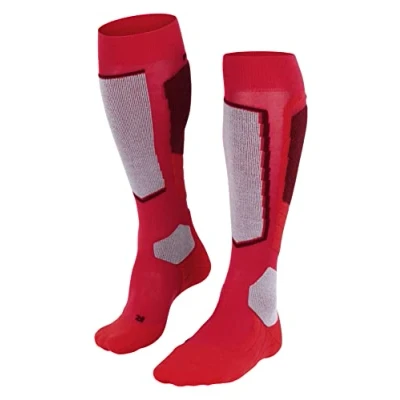 Image of FALKE Women&#039;s SK2 Intermediate Wool W KH Breathable Warm Thick 1 Pair Skiing Socks, Red (Rose 8680), 2.5 3.5
