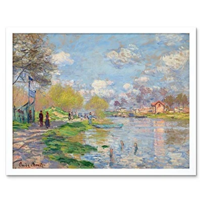 Image of Claude Monet Spring By The Seine Art Print Framed Poster Wall Decor 12x16 inch