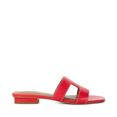 Image of Dune London Womens Ladies Loupe Smart Slider Sandals Red Leather Size UK 4