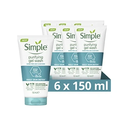 Image of Simple Womens Daily Skin Detox Purifying Face Wash, 150ml, 6 pack Cream One Size