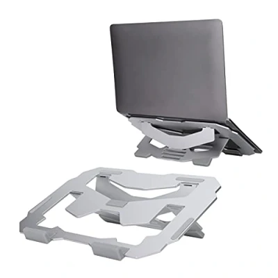 Image of ciciglow Laptop Stand, Foldable Portable Ventilated Desktop Holder Ergonomic Mount Compatible with 17in and Tablet (Silver)