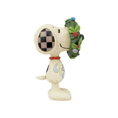 Image of Enesco Jim Shore Peanuts Snoopy in Wreath Miniature Figurine, Multicolor