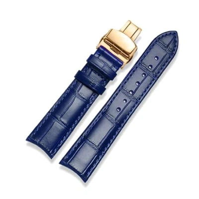 Image of ROWCES 20mm 21mm 22mm Curved End Cowhide Leather Watchband for Men&#039;s Watch Replacement Wristband,