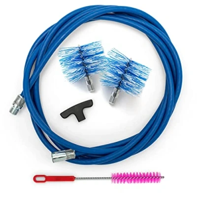 Image of BARETTO Pellet Stove Cleaning Kit, 3 Metre Extension for with 90 Curve, 2 Standard Nylon Brushes 80 mm and 100 mm, Multipurpose Brush Handle