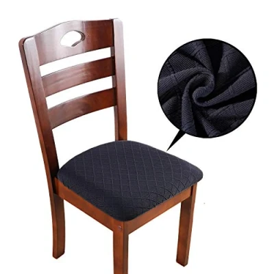 Image of ZHILING Stretch Chair Seat Covers for Dining Room Set of 6, Elastic Protector Cover Removable Washable Slipcovers with Ties