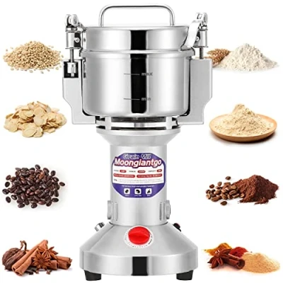 Image of Moongiantgo Electric Grain Grinder 700g Spice Superfine Mill Stainless Steel &amp; 36000RPM Commercial Motor, for Herb/Spice/Nut/Cereal, with Protection of Overload Open Cover Stop (Capacity: 700g)