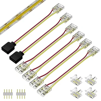 Image of PAUTIX CCT COB LED Strip Connector Set for 10mm Width Tunable with 4 Pin Connector, Included 10CM Dual End to Connectors, Gapless Middle Adapter Connection
