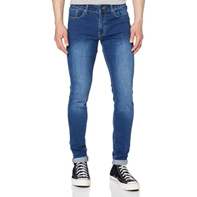 Image of Enzo Men&#039;s Ez326 Skinny Jeans, Blue Wild Yonder (Midwash), 42W 32L UK