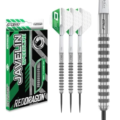 Image of RED DRAGON Javelin Speedline 26g Premium Tungsten Steeltip Darts Set with Dart Flights and Shafts (Stems)