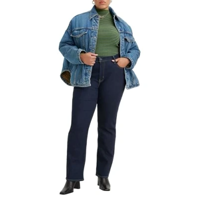 Image of Levi&#039;s Women&#039;s Plus Size 724 High Rise Straight Jeans, Blue Wave Rinse, 16 S