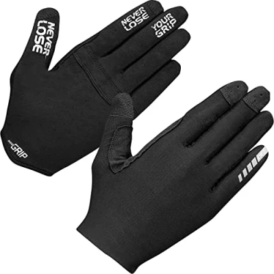 Image of GripGrab Unisex&#039;s Aerolite InsideGrip Full Finger Professional MTB Cycling Gloves Unpadded Anti Slip Mountain Bike Off Road Long, Black, X Large