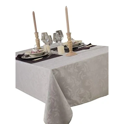 Image of CALITEX Rectangular Polyester Tablecloth Damasse Ombra Pearl Grey 150 x 350 cm