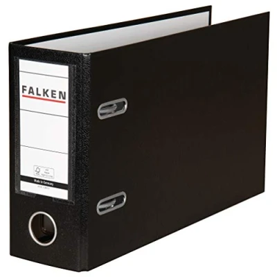 Image of Original Falken PP Color plastic folder special format. Made in Germany. 8 cm wide DIN A5 landscape with changeable window black account statement ring binder file letter office