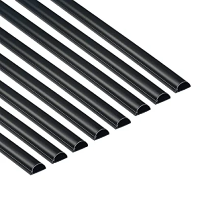Image of D Line Mini Cable Trunking 8 Pack, Half Round Cover, Paintable, Self Adhesive Wire Hide TV Wires, Management 8x 30mm (W) x 15mm (H) 1 meter Lengths (8 Meter) Black