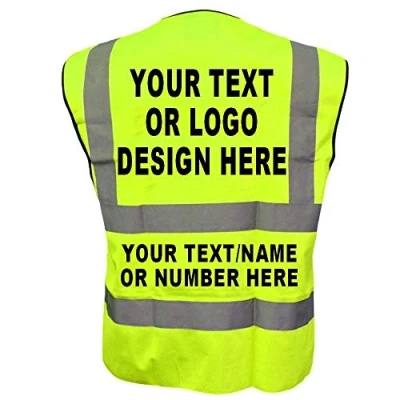 Image of Personalised Hi vis safety vest Customise vests or waistcoat Get Printed High viz Jackets with Your Text/Logo EN471 Class2: Any Logo/Design for business promotions XL Y