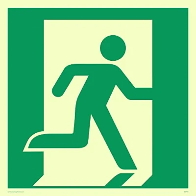 Image of Viking Signs SB448 S20 PV Right Running Man Symbol Only Sign, Photo luminescent Sticker, 200 mm H x W