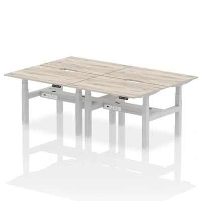 Image of Air B2B 1200x800 Adjustable 4P Bench Desk Scalloped Grey Oak/Silver